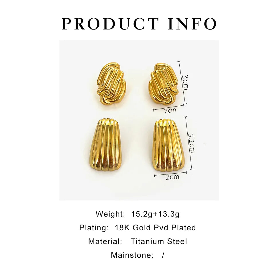 1 Pair Nordic Style Simple Style Commute Geometric Irregular 316L Stainless Steel  18K Gold Plated Earrings