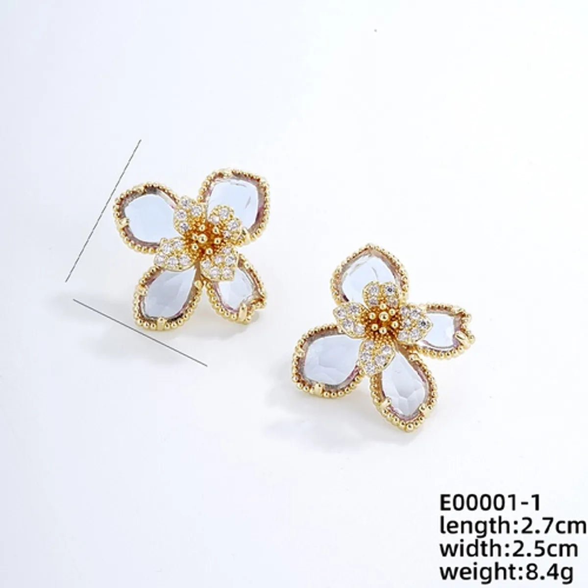 1 Pair Nordic Style Sweet Flower Plating Inlay Copper Zircon White Gold Plated Gold Plated Ear Studs