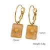1 Pair Nordic Style Vintage Style French Style Sun Plating Inlay 304 Stainless Steel Natural Stone Shell 14K Gold Plated Drop Earrings