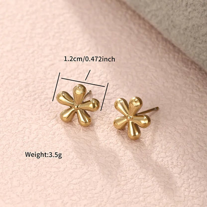 1 Pair Nordic Style XUPING Flower Asymmetrical Plating 304 Stainless Steel 18K Gold Plated Ear Studs