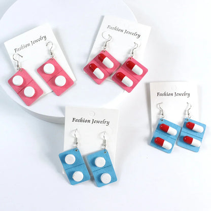 1 Pair Novelty Capsule Plastic Resin Women's Drop Earrings