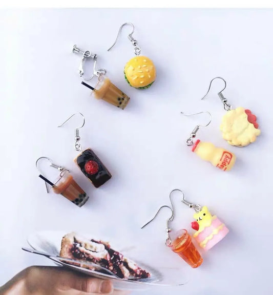 1 Pair Novelty Hamburger Cake Resin Women's Earrings