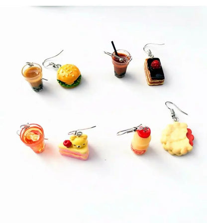 1 Pair Novelty Hamburger Cake Resin Women's Earrings