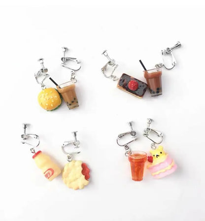 1 Pair Novelty Hamburger Cake Resin Women's Earrings