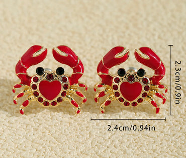 1 Pair Novelty Korean Style Crab Plating Inlay Zinc Alloy Rhinestones Ear Studs