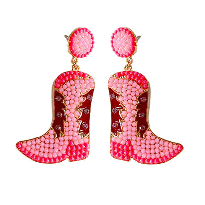 1 Pair Novelty Modern Style Boots Shoe Beaded Plating Seed Bead Metal Drop Earrings