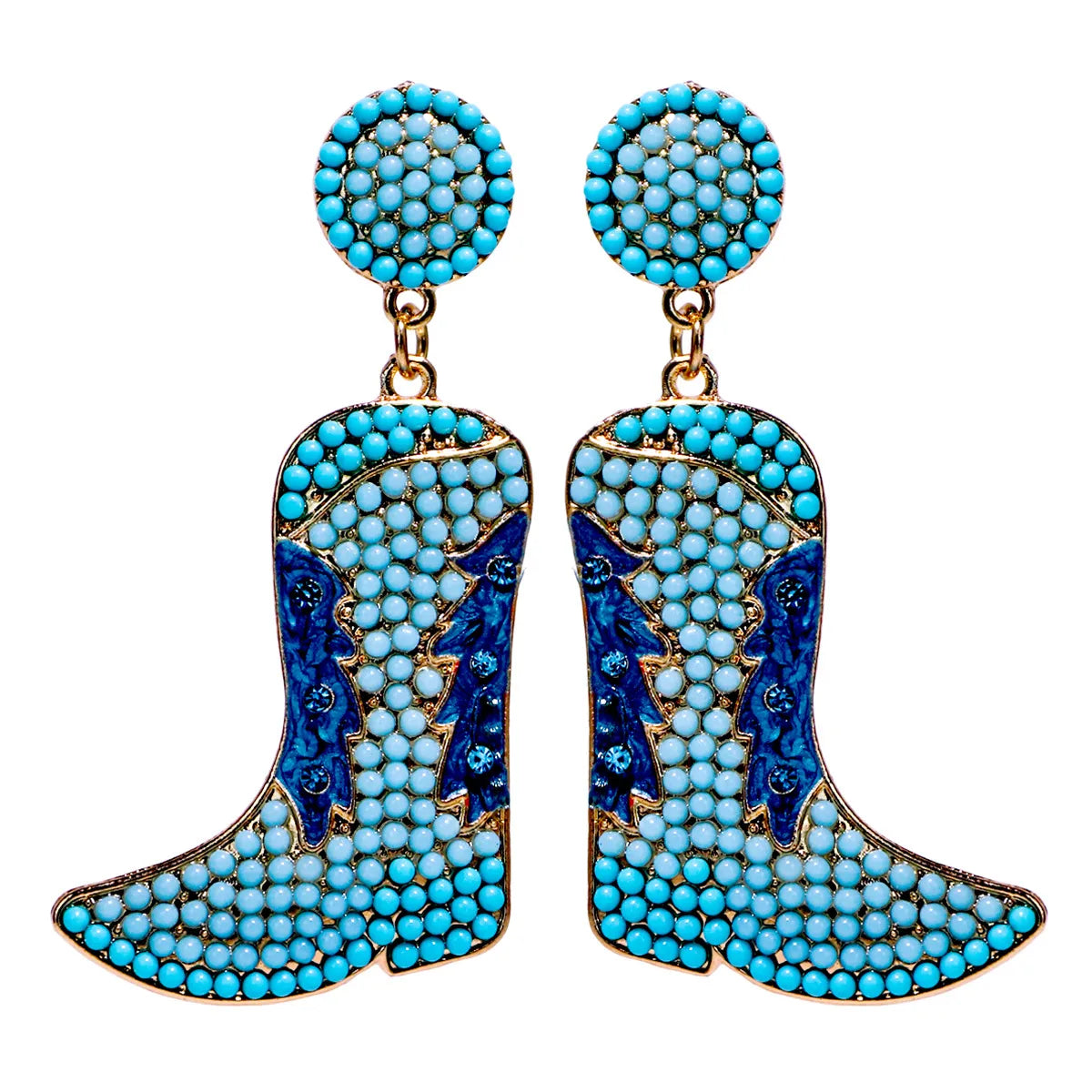 1 Pair Novelty Modern Style Boots Shoe Beaded Plating Seed Bead Metal Drop Earrings