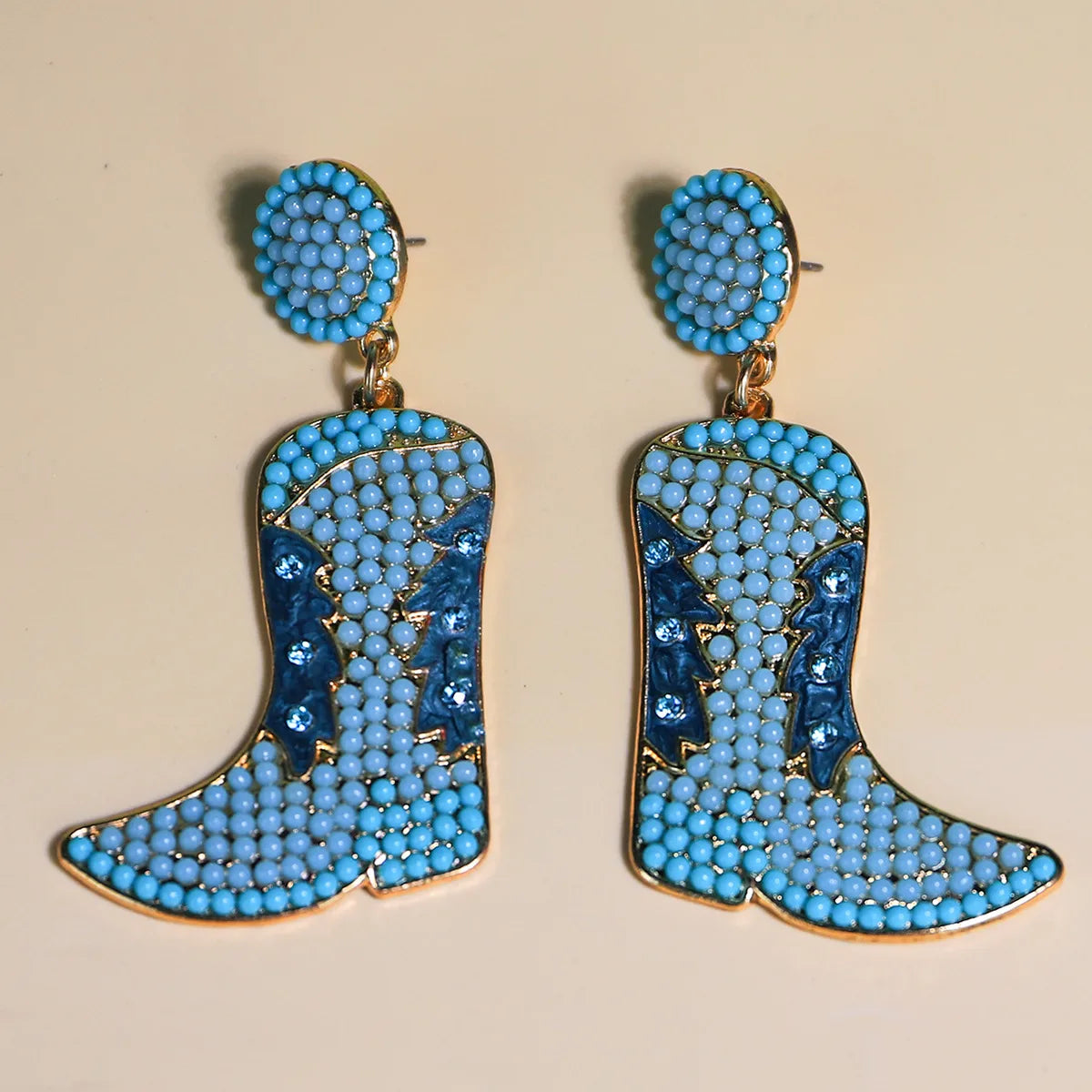 1 Pair Novelty Modern Style Boots Shoe Beaded Plating Seed Bead Metal Drop Earrings