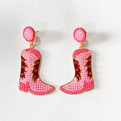 1 Pair Novelty Modern Style Boots Shoe Beaded Plating Seed Bead Metal Drop Earrings