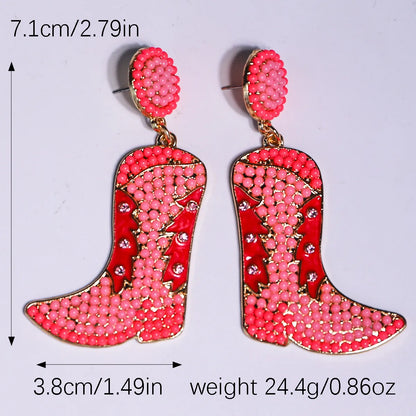 1 Pair Novelty Modern Style Boots Shoe Beaded Plating Seed Bead Metal Drop Earrings