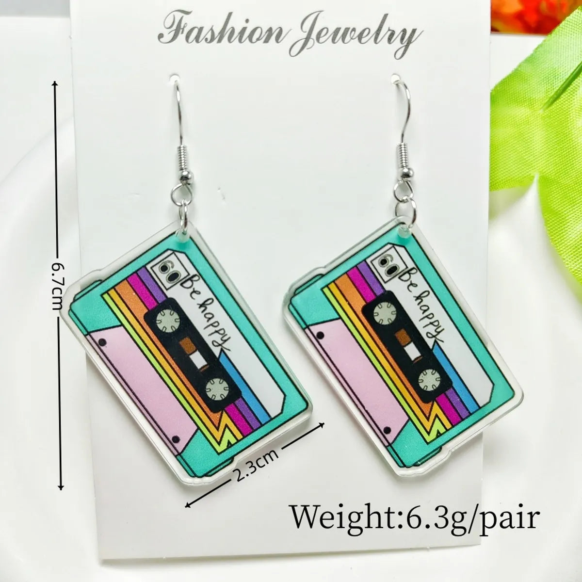 1 Pair Novelty Printing Color Block Rubik'S Cube Stoving Varnish Arylic Drop Earrings