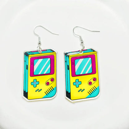 1 Pair Novelty Printing Color Block Rubik'S Cube Stoving Varnish Arylic Drop Earrings