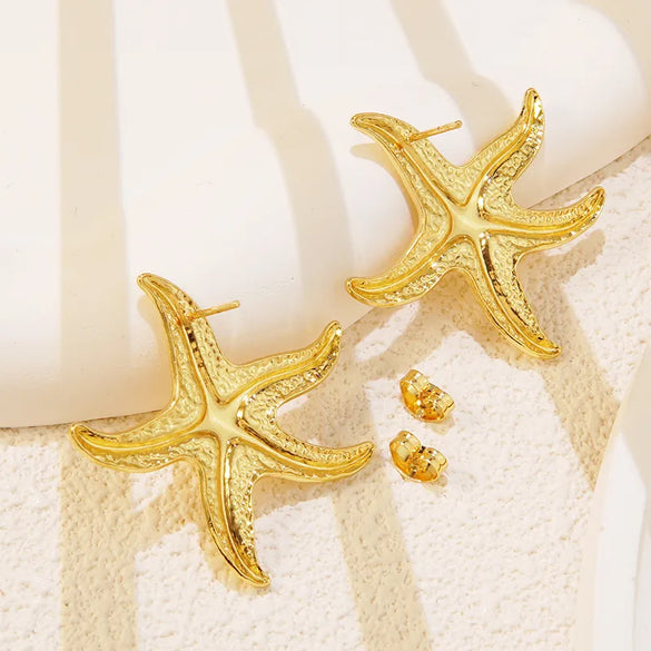 1 Pair Novelty Simple Style Classic Style Starfish 304 Stainless Steel Imitation Gold  Ear Studs
