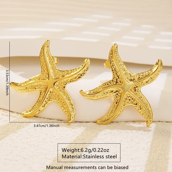 1 Pair Novelty Simple Style Classic Style Starfish 304 Stainless Steel Imitation Gold  Ear Studs