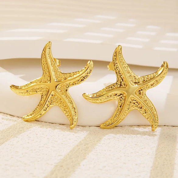 1 Pair Novelty Simple Style Classic Style Starfish 304 Stainless Steel Imitation Gold  Ear Studs