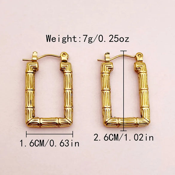 1 Pair Novelty Simple Style Rectangle Plating 304 Stainless Steel Gold Plated Hoop Earrings