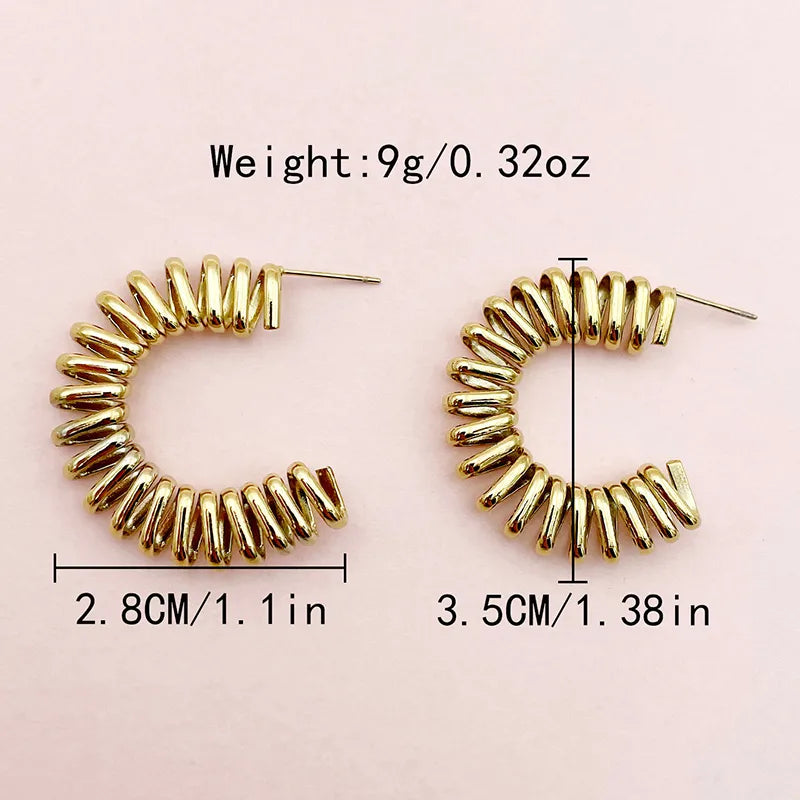 1 Pair Novelty Simple Style Roman Style C Shape Plating 304 Stainless Steel Gold Plated Earrings