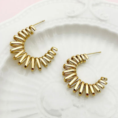 1 Pair Novelty Simple Style Roman Style C Shape Plating 304 Stainless Steel Gold Plated Earrings