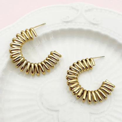 1 Pair Novelty Simple Style Roman Style C Shape Plating 304 Stainless Steel Gold Plated Earrings