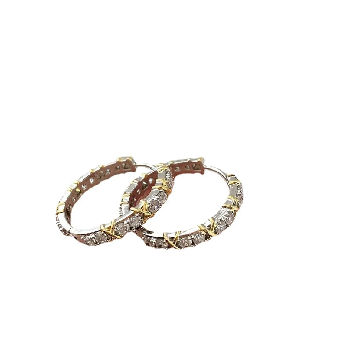 1 Pair Novelty U Shape Plating Inlay Metal Zircon Hoop Earrings