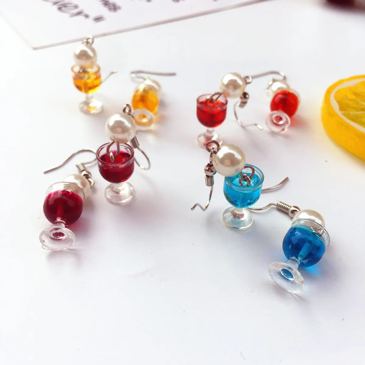 1 Pair Novelty Wine Glass Imitation Pearl Plastic Resin Women's Earrings