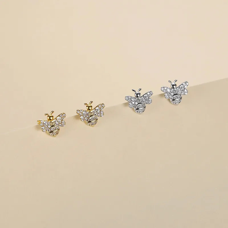 1 Pair Original Design Cute Insect Bee Plating Inlay Copper Zircon Gold Plated Platinum Plated Ear Studs