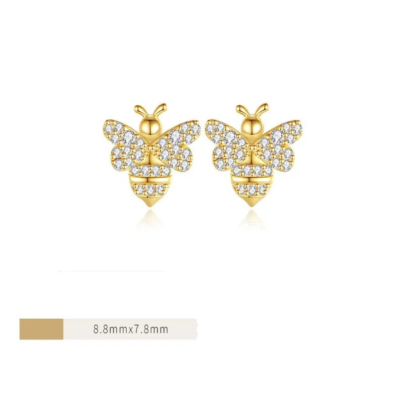 1 Pair Original Design Cute Insect Bee Plating Inlay Copper Zircon Gold Plated Platinum Plated Ear Studs