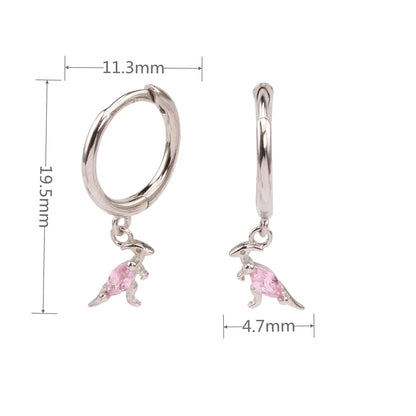 1 Pair Original Design Cute Kangaroo Plating Inlay Sterling Silver Gem Earrings