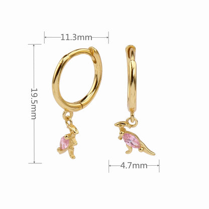 1 Pair Original Design Cute Kangaroo Plating Inlay Sterling Silver Gem Earrings