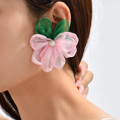 1 Pair Original Design Flower Cloth Ear Studs