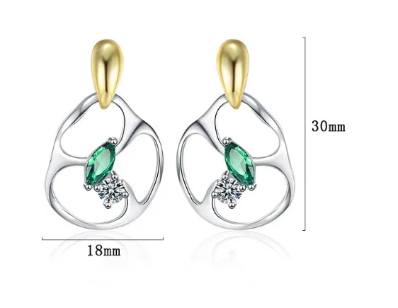 1 Pair Original Design Flower Plating Inlay Sterling Silver Zircon 24k Gold Plated White Gold Plated Drop Earrings