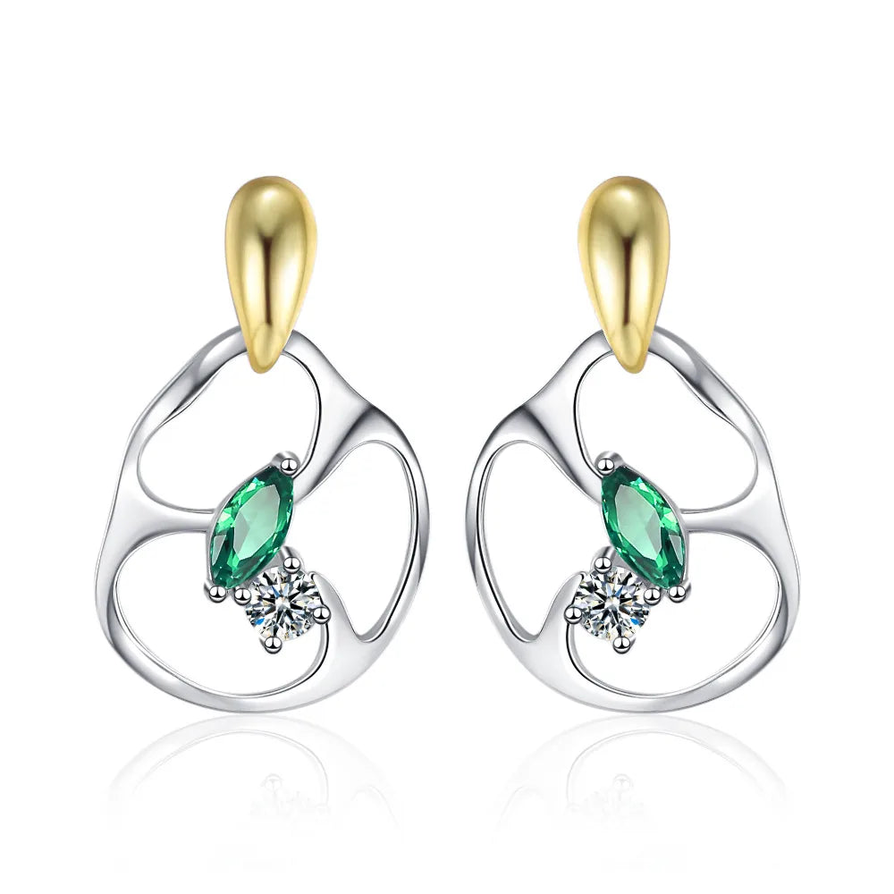 1 Pair Original Design Flower Plating Inlay Sterling Silver Zircon 24k Gold Plated White Gold Plated Drop Earrings