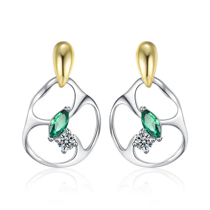 1 Pair Original Design Flower Plating Inlay Sterling Silver Zircon 24k Gold Plated White Gold Plated Drop Earrings