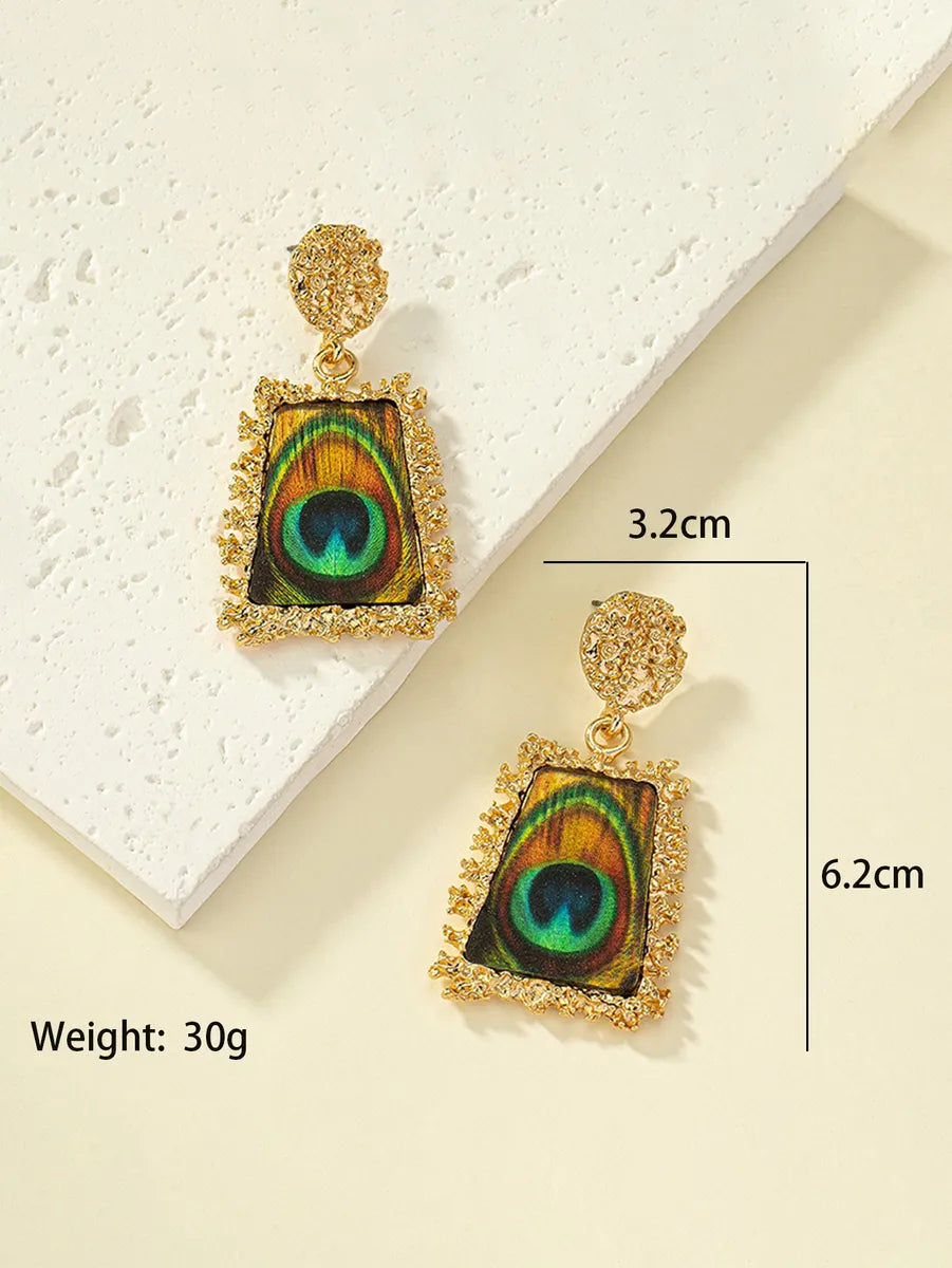 1 Pair Original Design Retro Ethnic Style Hexagon Quadrilateral Oval Plating Metal Drop Earrings