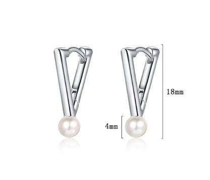 1 Pair Original Design Triangle Plating Sterling Silver White Gold Plated Earrings