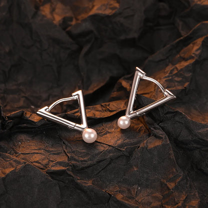 1 Pair Original Design Triangle Plating Sterling Silver White Gold Plated Earrings