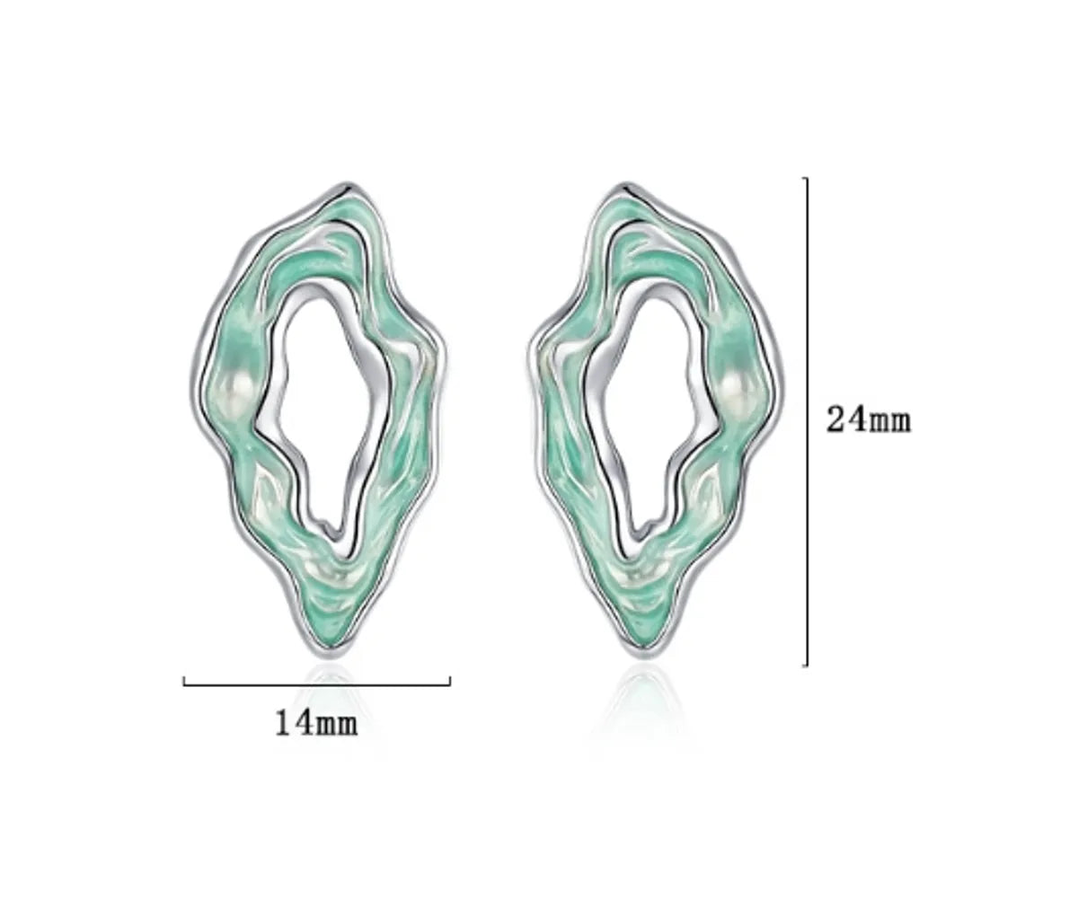 1 Pair Original Design Waves Epoxy Plating Sterling Silver White Gold Plated Ear Studs