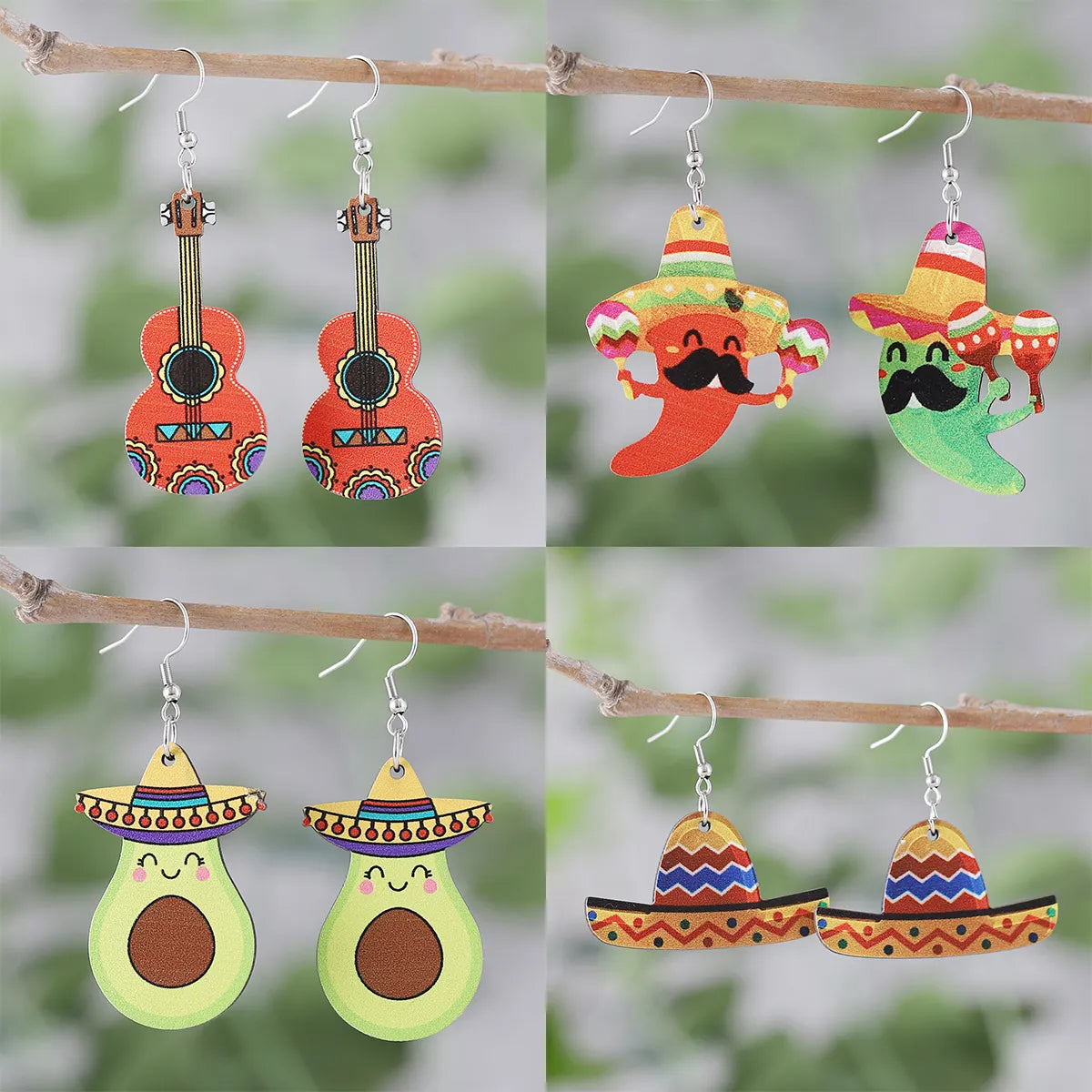 1 Pair Pastoral Cartoon Plant Wood Drop Earrings