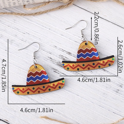 1 Pair Pastoral Cartoon Plant Wood Drop Earrings