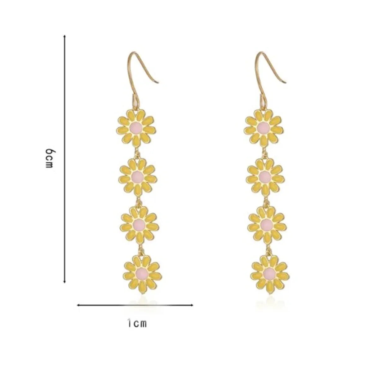 1 Pair Pastoral Daisy Copper Gold Plated Dangling Earrings