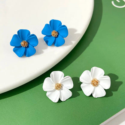 1 Pair Pastoral Flower Arylic Alloy 14k Gold Plated Women'S Ear Studs