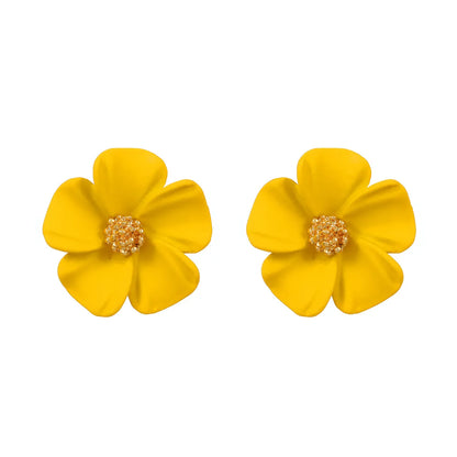 1 Pair Pastoral Flower Arylic Alloy 14k Gold Plated Women'S Ear Studs