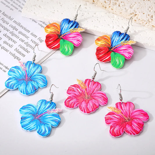 1 Pair Pastoral Flower Arylic Resin Drop Earrings