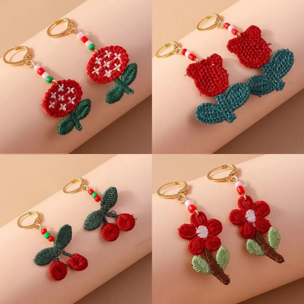 1 Pair Pastoral Flower Cloth Drop Earrings