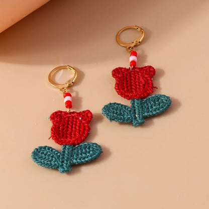 1 Pair Pastoral Flower Cloth Drop Earrings