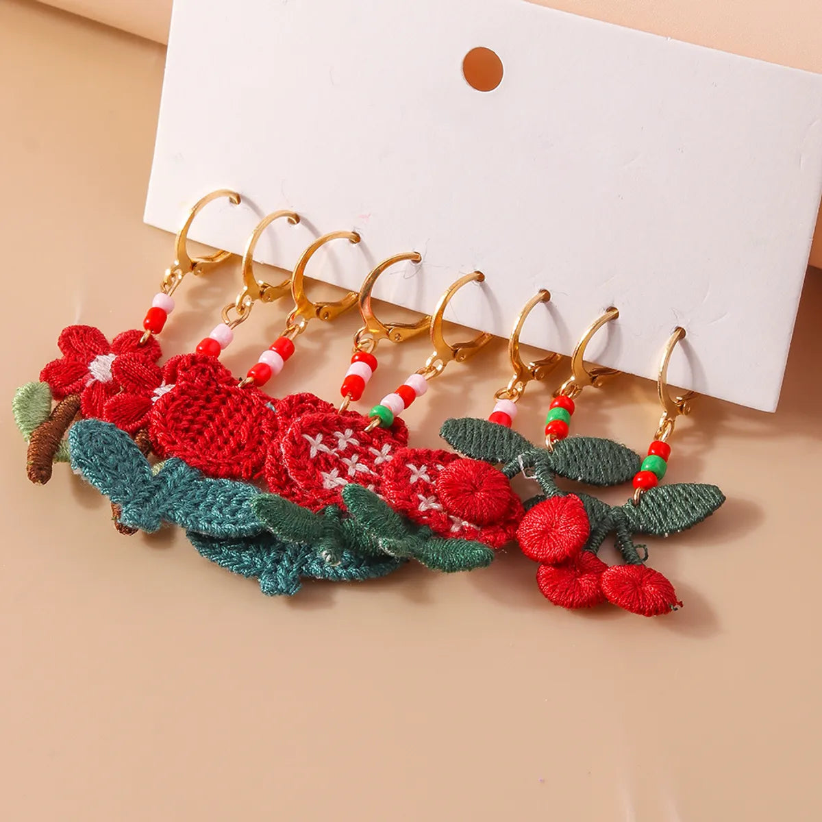 1 Pair Pastoral Flower Cloth Drop Earrings