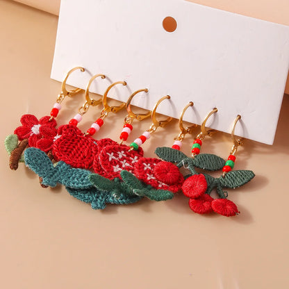 1 Pair Pastoral Flower Cloth Drop Earrings