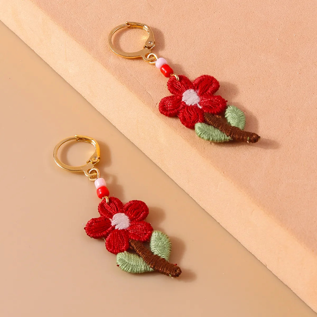 1 Pair Pastoral Flower Cloth Drop Earrings