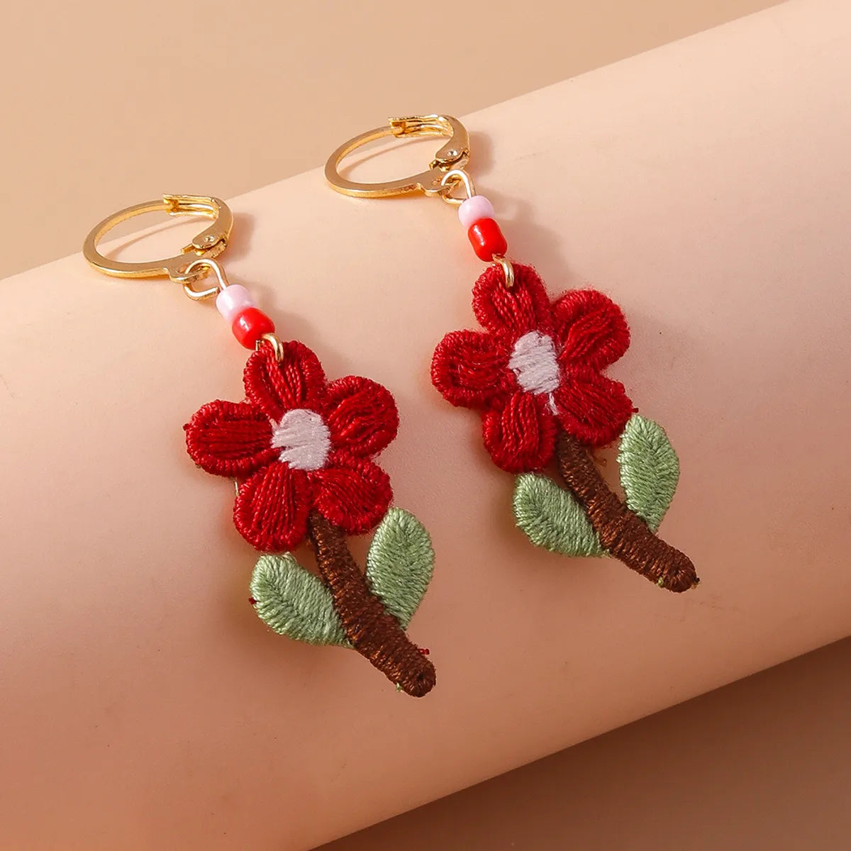 1 Pair Pastoral Flower Cloth Drop Earrings