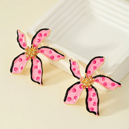 1 Pair Pastoral Flower Enamel Alloy Ear Studs